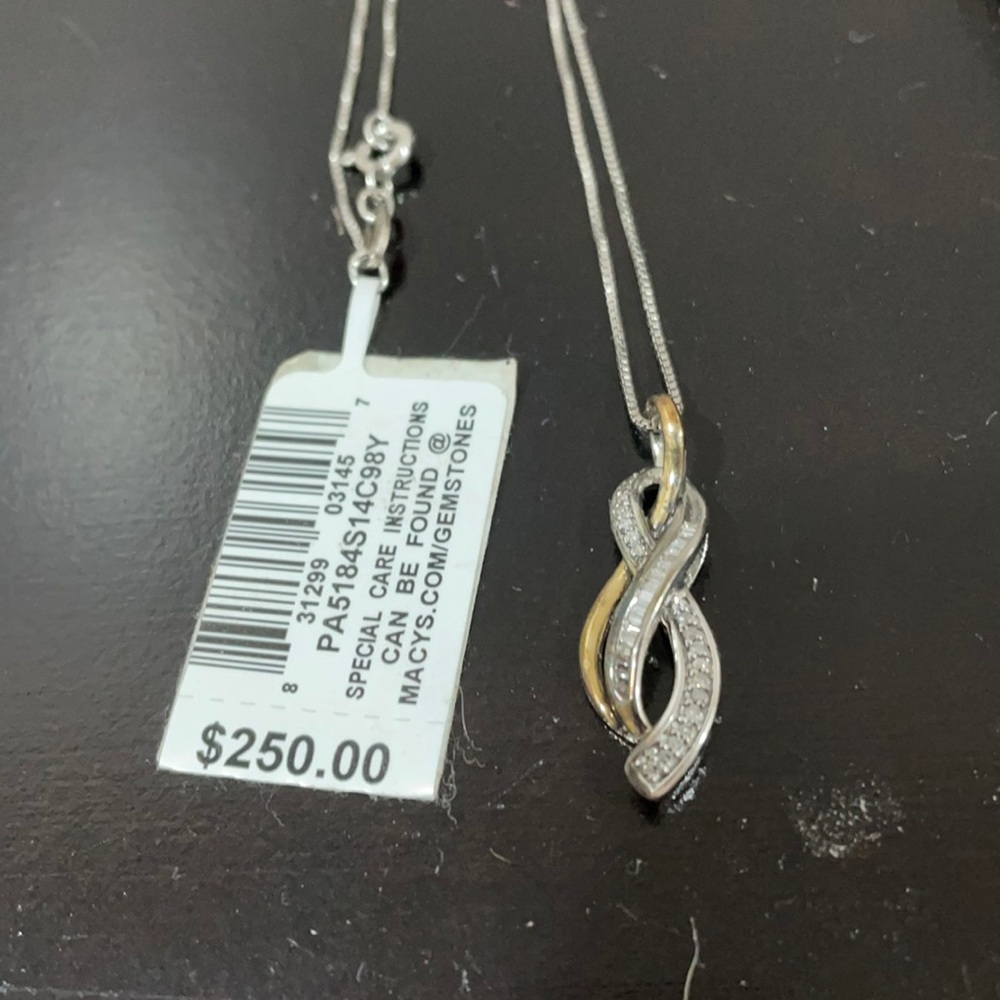 Never worn silver & diamond necklace